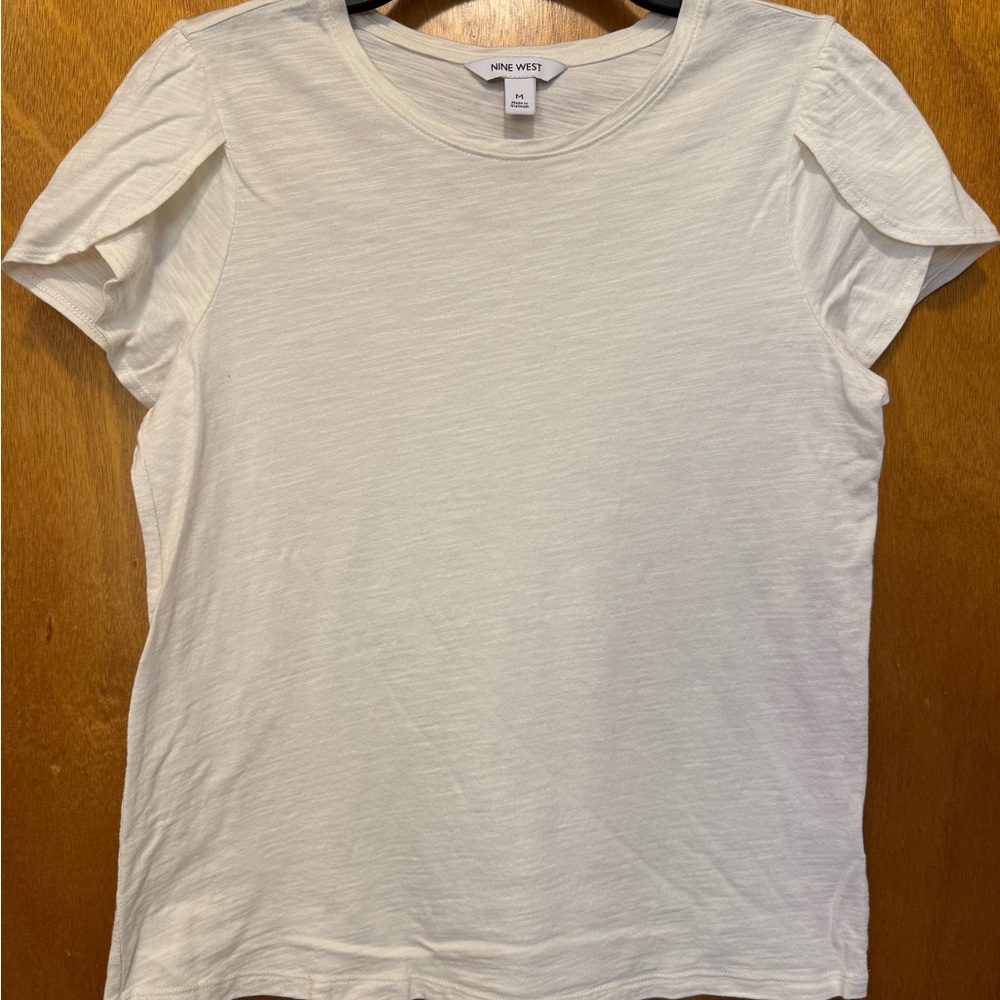 Nine West Women's Short Sleeve Cream Tee